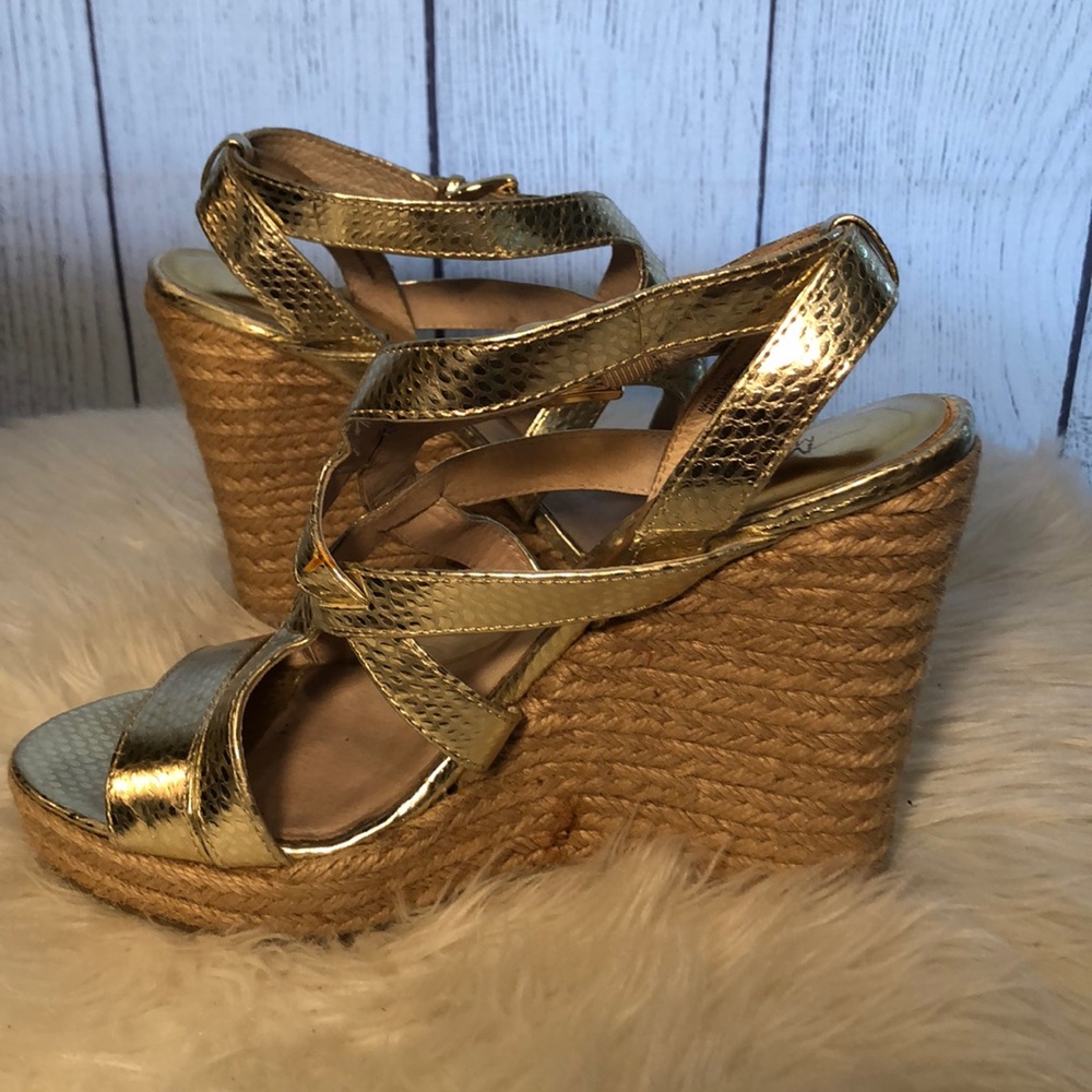 MICHAEL Michael Kors Metallic Gold Wedges Size 8